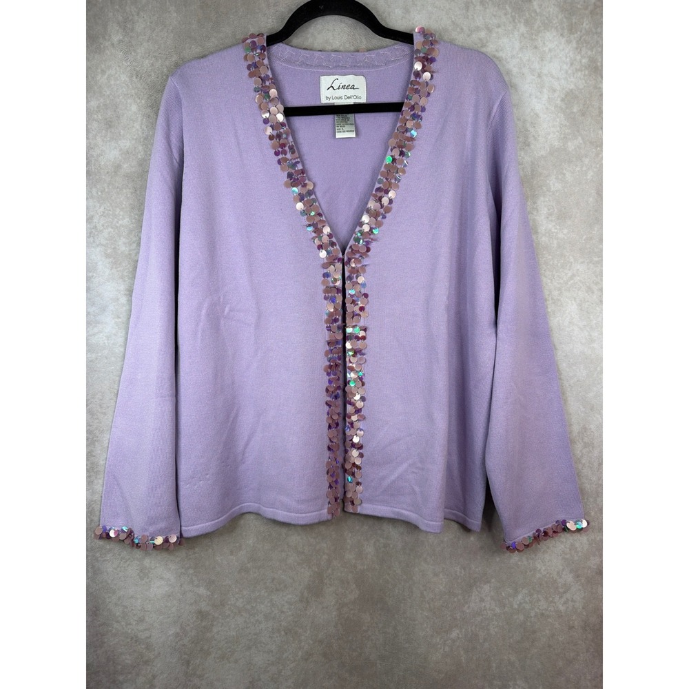 Linea by Louis Dell'Olio Purple Cardigan with Sequin Detail